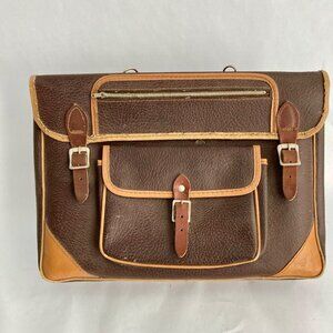 Vintage Leather Messenger Book Bag 13" Brown Satchel